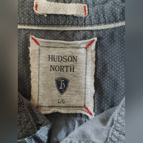 HUDSON NORTH 100% Cotton Short Sleeve Button Down Shirt Size Large - Picture 3 of 6